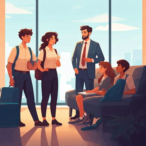 Teacher interacting with students